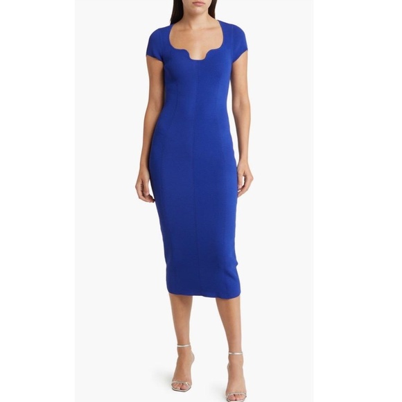 TED BAKER Alixis Midi Dress Royal Blue Bodycon Ribbed Knit NEW Size 6 / US 14 - Picture 1 of 11